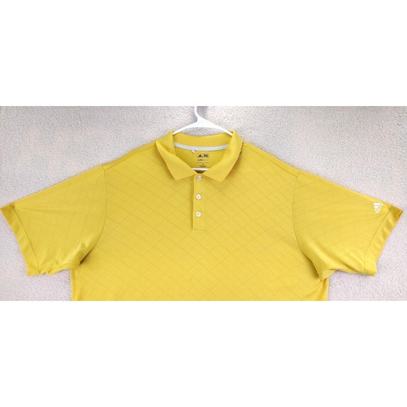 Adidas Golf Polo Shirt Men's XL Yellow ClimaCool Short Sleeve Performance - Picture 2 of 16